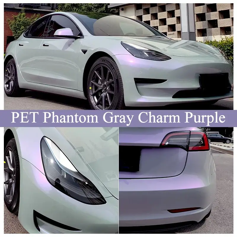 REEDEE Atacado PET Phantom Grey Charm Roxo Envoltório de Carro
