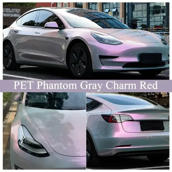 Custom PET Phantom Gray Charm Red Car Wrap Film - Imagen 2