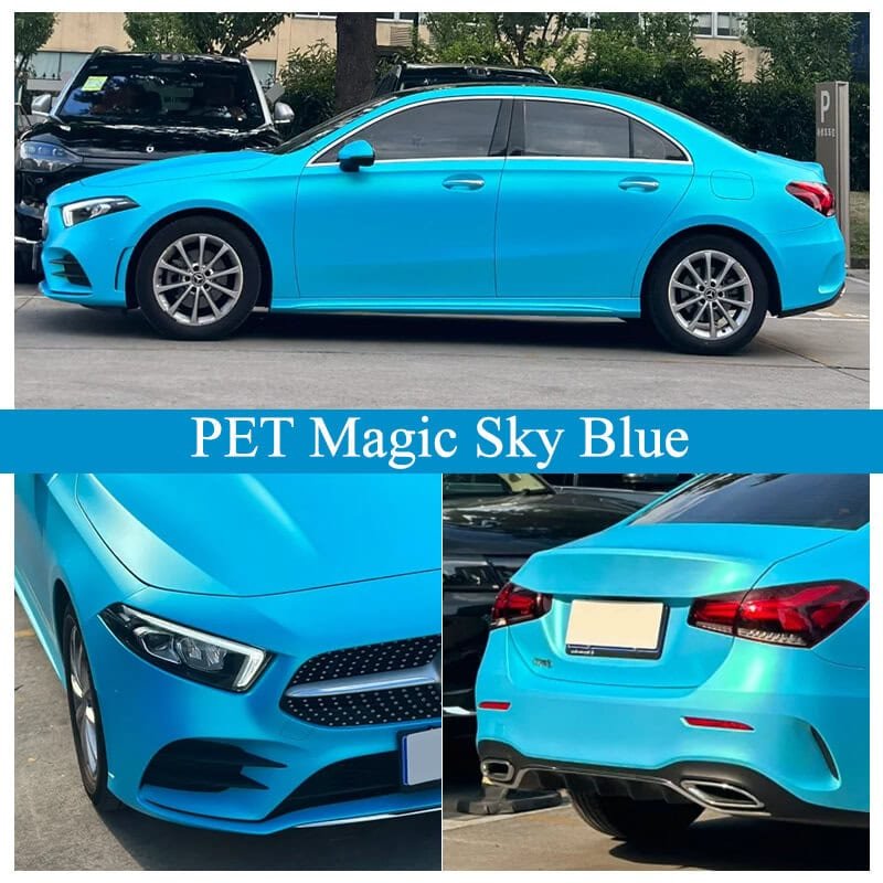 Premium PET Magic Sky Blue Car Wrap Roll - الصورة 2