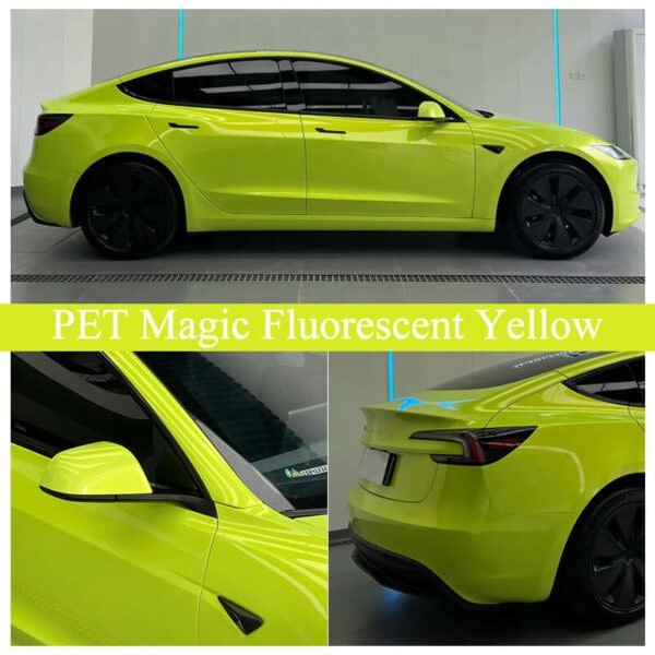 High-Quality PET Magic Fluorescent Yellow Vinyl Wrap – Bild 2