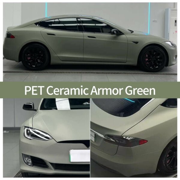 Premium PET Ceramic Armor Green Car Vinyl Wrap Roll - छवि 2