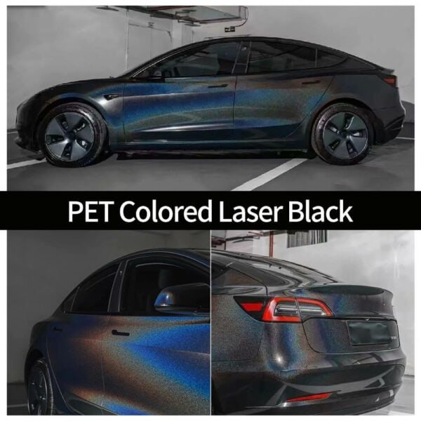 PET Rainbow Laser Black Vinyl Wrap Roll - Image 2