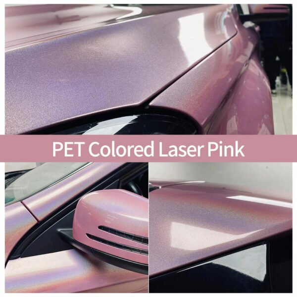 PET Rainbow Laser Pink Vinyl Wrap Roll - Image 2
