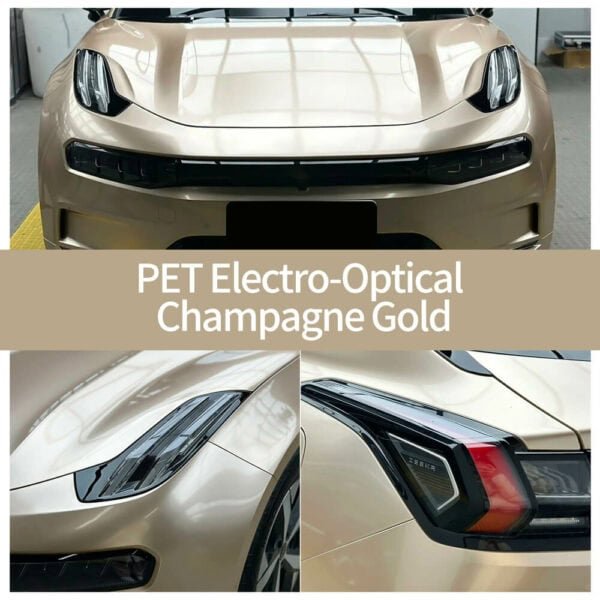Premium PET Electro Metallic Champagne Gold Car Vinyl Wrap Roll - Image 2