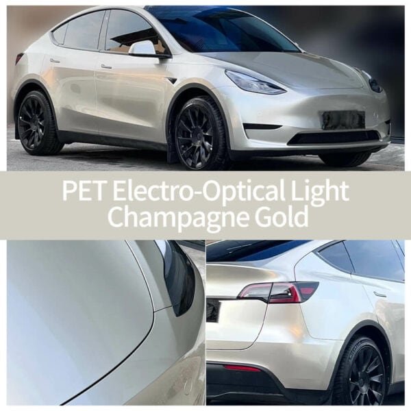 ⁦PET Electro Metallic Light Champagne Gold Car Vinyl Wrap Roll⁩ - الصورة ⁦2⁩