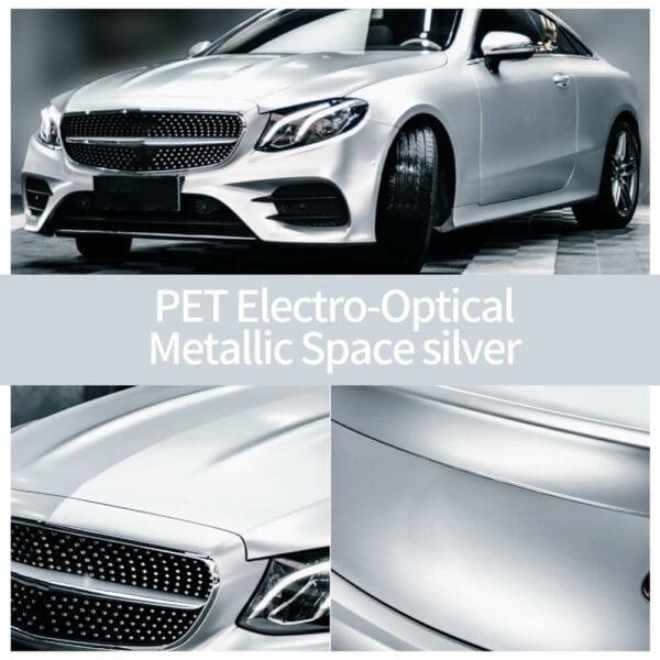 Rouleau de film vinyle PET électro-optique métallisé argent spatial pour voiture