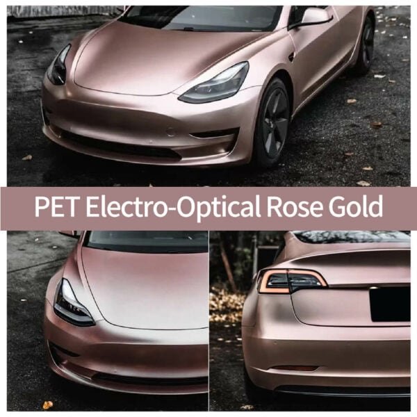 Premium PET Electro Metallic Rose Gold Car Vinyl Wrap Roll - الصورة 2