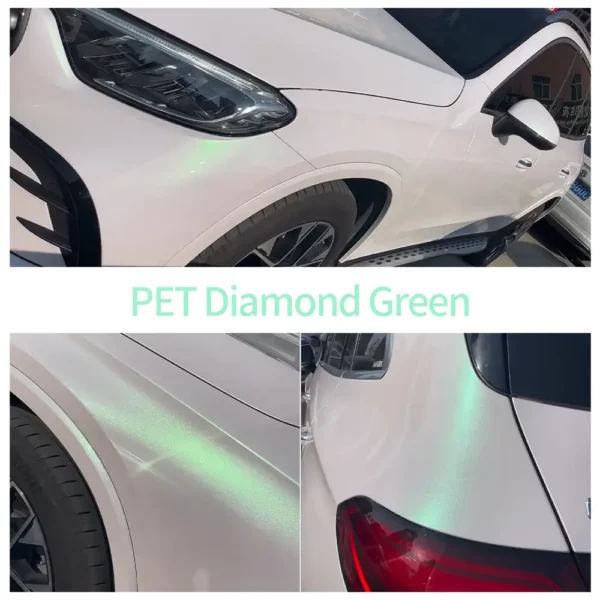 PET Diamonds White to Green Car Vinyl Wrap Roll - Image 2