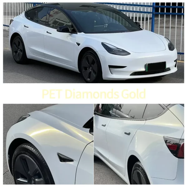 PET Diamonds Turn White to Gold Vinyl Wrap Roll - Image 2