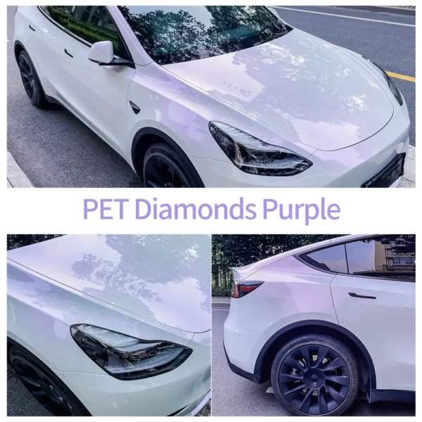 PET Diamonds Turn White to Purple Car Wrap Roll - Image 2