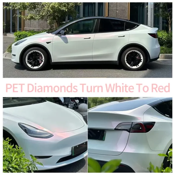 PET Diamonds Turn White to Red Vinyl Wrap Roll - Image 2