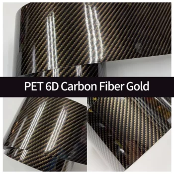 PET 6D Carbon Fiber Gold car wrap case