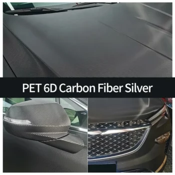 PET 6D Carbon Fiber Silver car wrap case