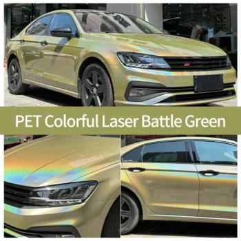 PET Rainbow Laser Battle Green Car Wrap Case