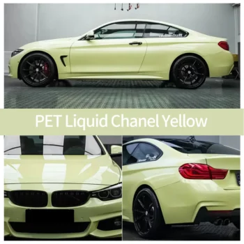 Étui en vinyle brillant pour voiture jaune Chanel