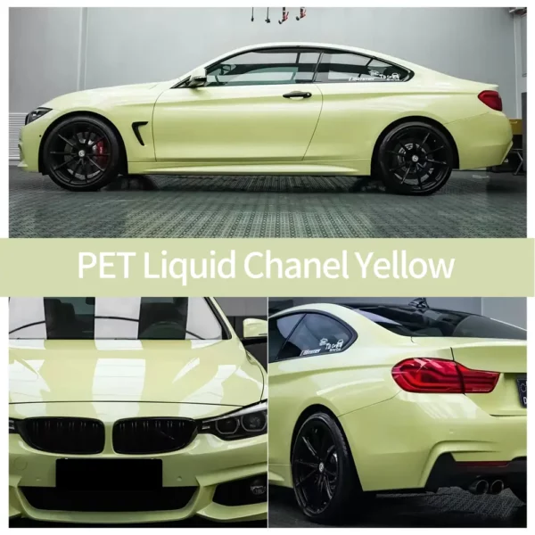 Estuche de vinilo para coche amarillo Chanel brillante
