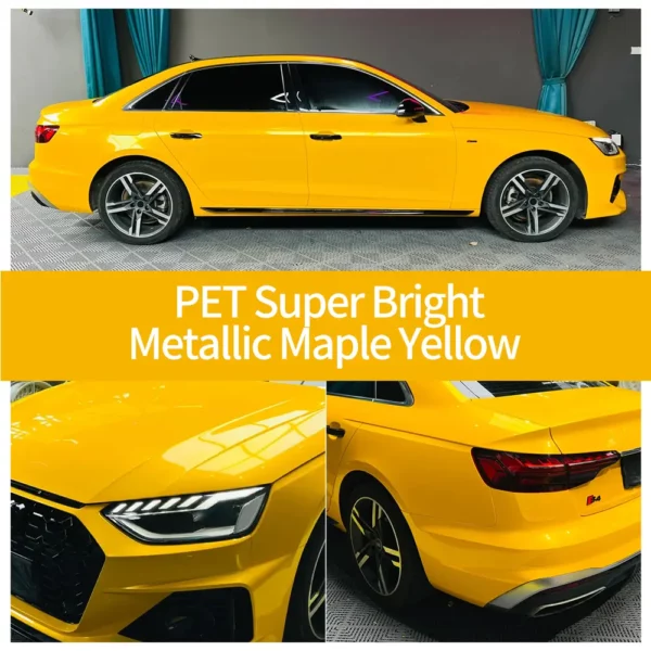 Ultra Glossy Metallic Maple Yellow Car Wrap case