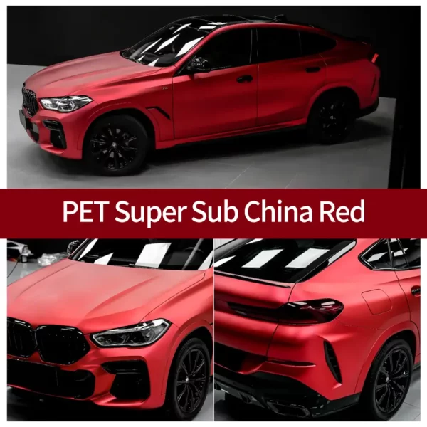 PET Super Matte Chinese Red Car Wrap case