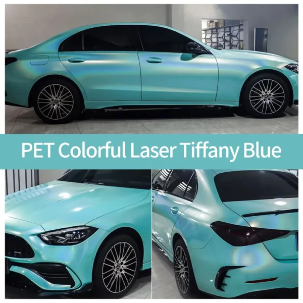 Rainbow Laser Tiffany Blue Car Wrap Hülle
