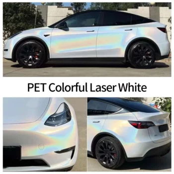 PET Rainbow Laser White Car Wrap case