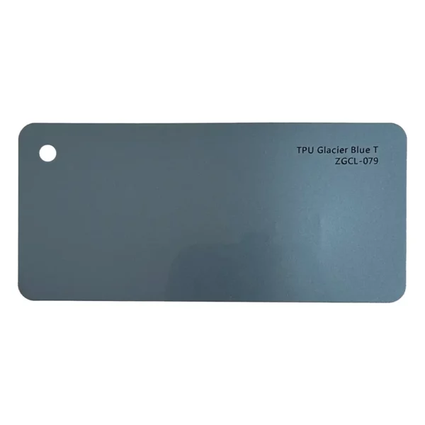 Cartão de amostra PPF na cor Azul Glacial TPU T