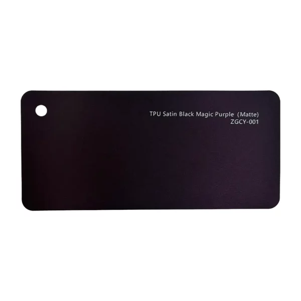 Satin Black Magic Purple PPF sample card