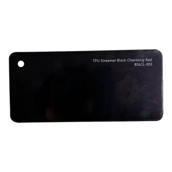 Carte d'échantillon de couleur TPU Streamer Black Charming Red ppf