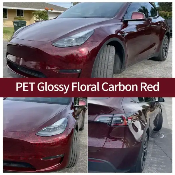 Glossy Floral Carbon Red2 Car Wrap case
