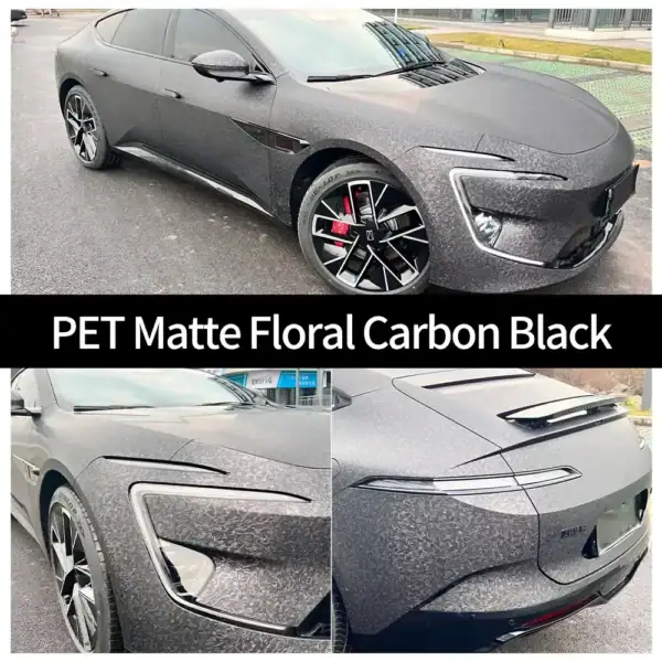 Matte Floral Carbon Black Car Wrap case