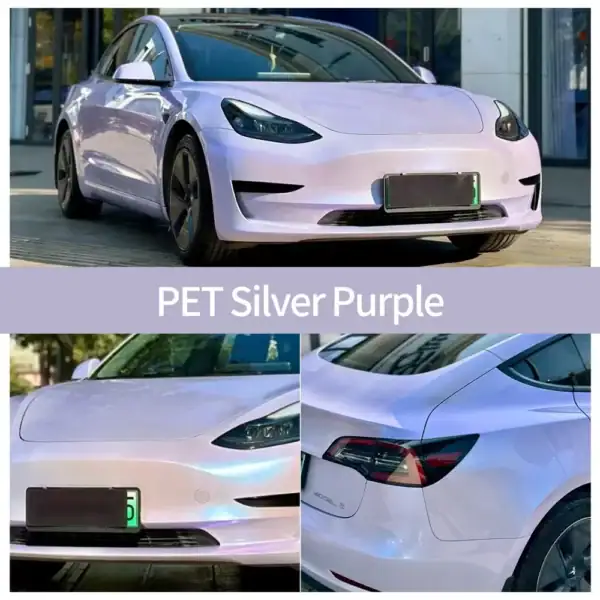 Funda para envolver coches de PET color plata púrpura