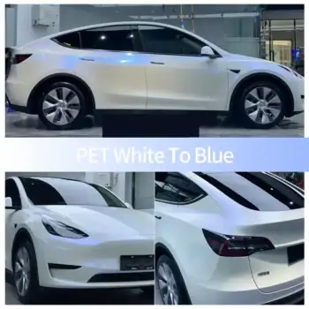 PET White To Blue Car Wrap case