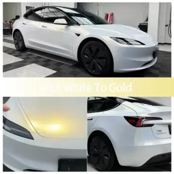 PET White To Gold Car Wrap case