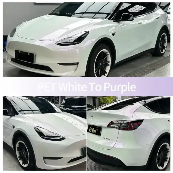 Funda para envolver coches de PET blanco a morado
