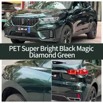 Housse de protection pour voiture PET Super Bright Black Magic Diamond Green