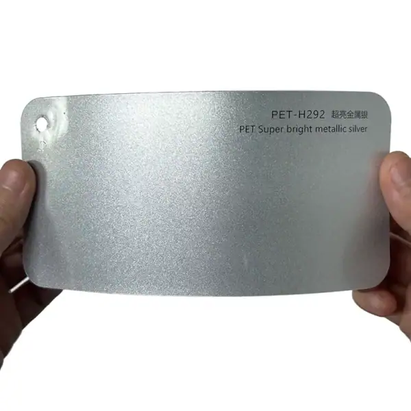 Échantillon de film adhésif PET argent métallisé super brillant pour voiture