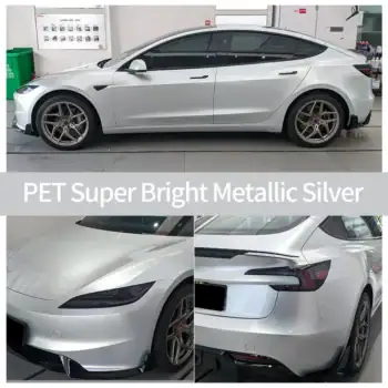 Étui pour film de protection PET argent métallisé super brillant pour voiture