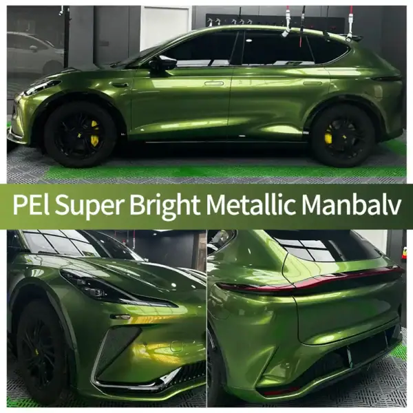 Film adhésif métallisé vert mamba ultra brillant pour voiture