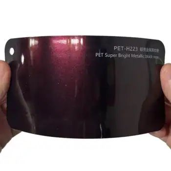 PET 슈퍼 브라이트 메탈릭 블랙 로즈 차량 랩핑 샘플 카드