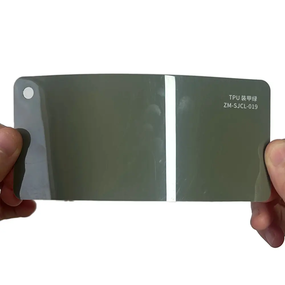 Tarjeta de muestra de TPU blindado de color verde PPF