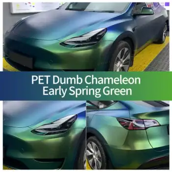 Vinilo adhesivo para coche color verde camaleón mate, ideal para principios de primavera.