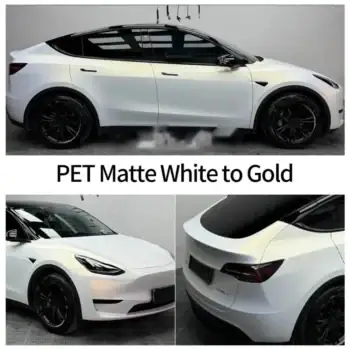 PET Dumb White To Gold Car Wrap