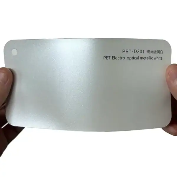 Electro-Optical Metallic White Car Wrap sample card