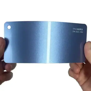 Tarjeta de muestra de PPF azul niebla metálica