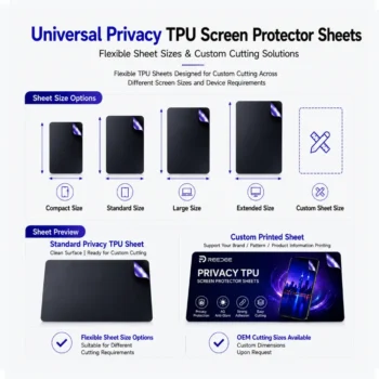 Privacy TPU Screen Protector Sheets Flexible Sheet Sizes & Custom Cutting Solutions