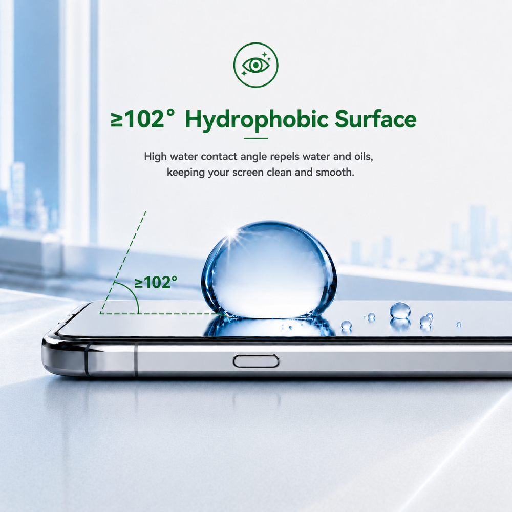 ≥102° Hydrophobic Surface
